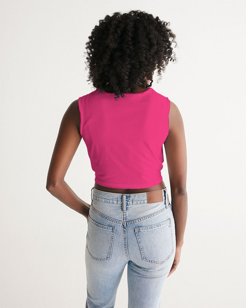 Perennial Fuchsia Twist-Front Crop Tank