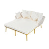 Outdoor Patio Daybed for 2, Woven Rope Backrest & Washable Cushions, Beige