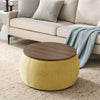 Yellow Round Storage Ottoman, 2-in-1 End Table & Ottoman (25.5