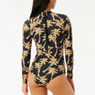 Maillot de Bain Floral Rash Guard à Manches Longues et Monokini Grande Taille