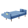 Blue Fabric Futon Sofa Bed with Solid Wood Legs for Living & Bedroom