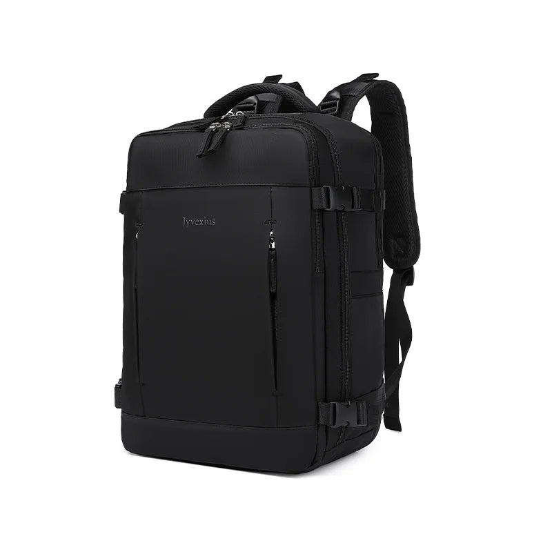 Waterproof High-Capacity Fashion Business Travel Backpack - Black/Beige