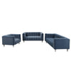 Modern 3-Piece Sofa Set with Wood Legs & Tufted Fleece Upholstery