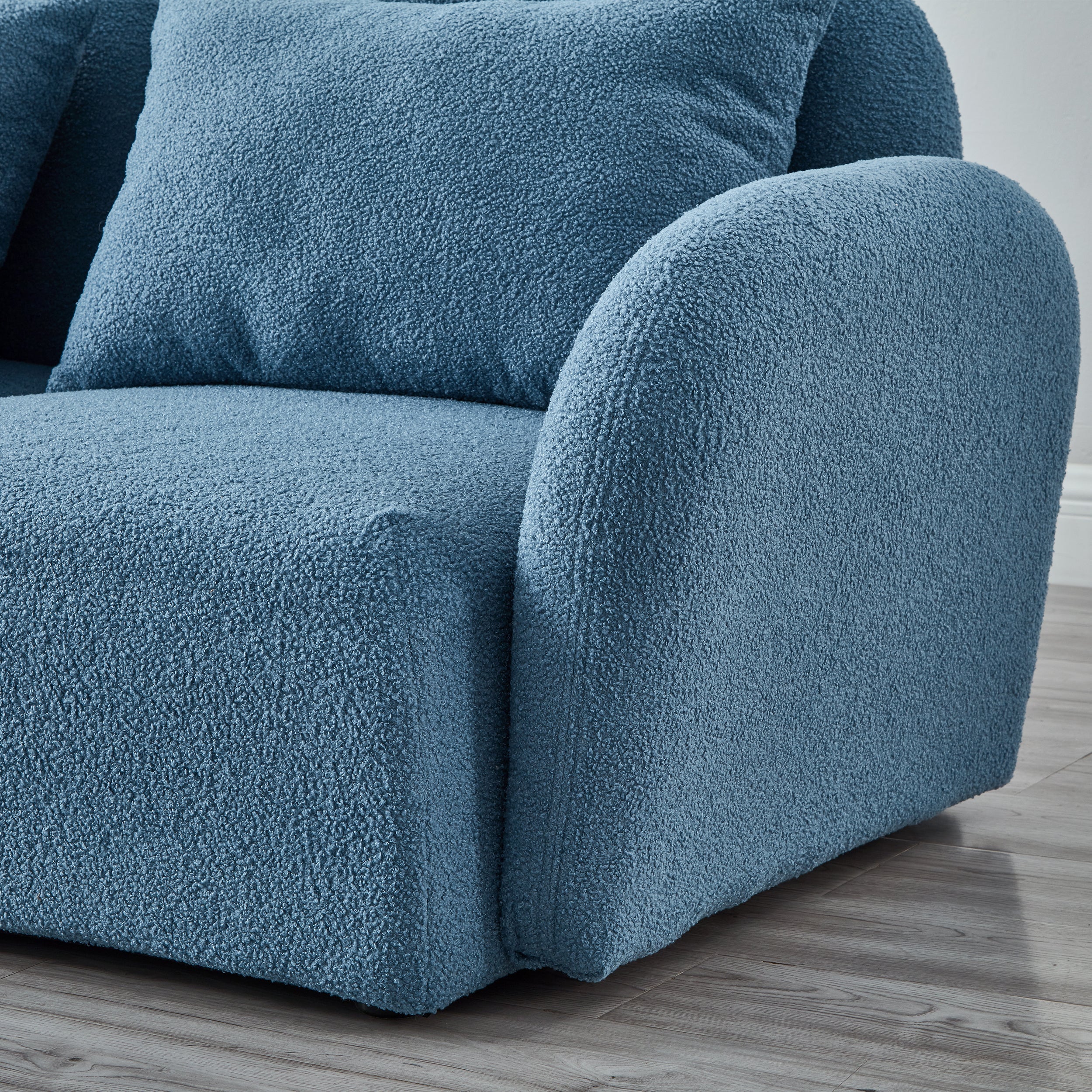 Blue Teddy Fabric Lazy Sofa Chair