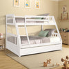 White Solid Wood Twin Over Full Bunk Bed with 2 Storage Drawers