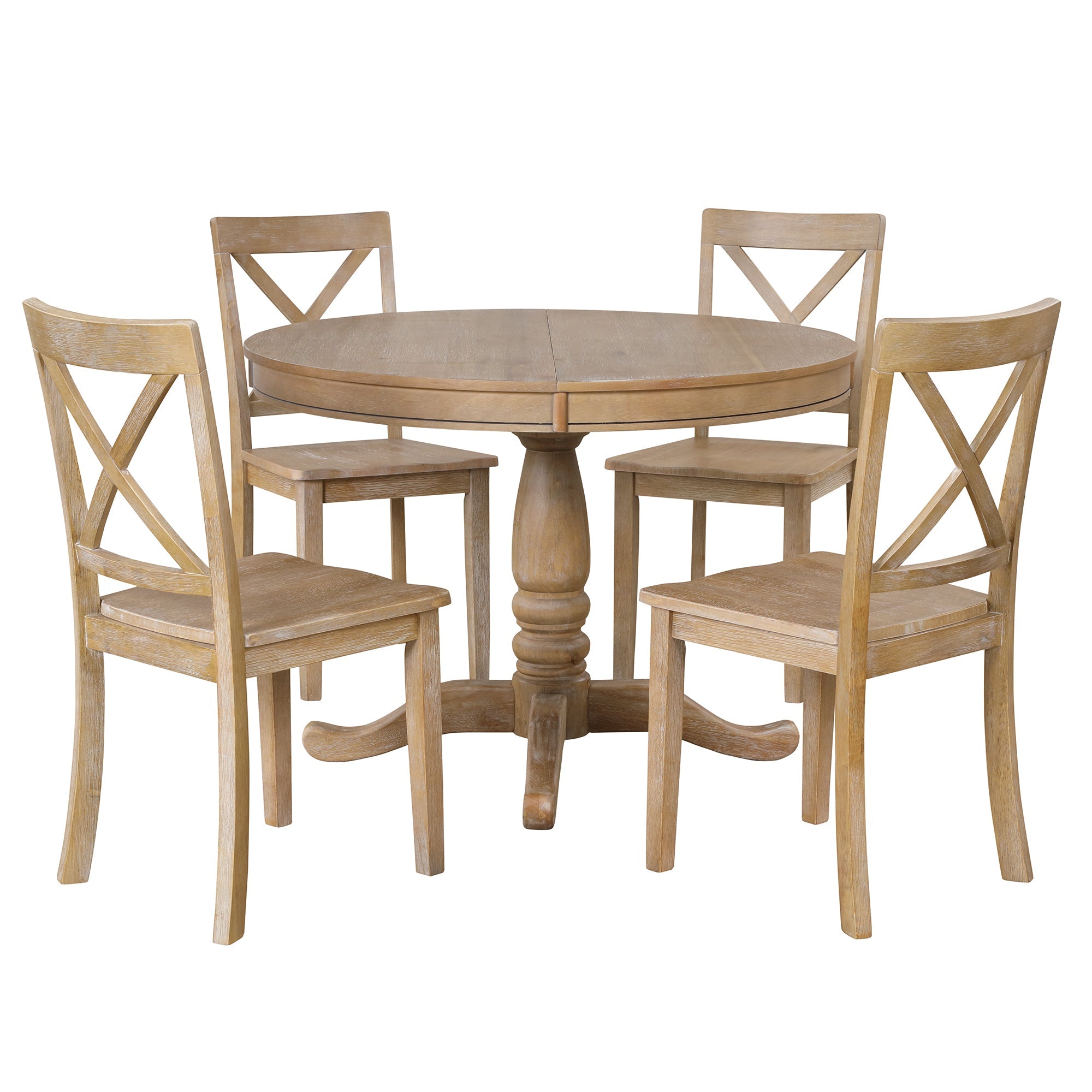 5-Piece Modern Dining Set: Round Table & 4 Chairs for Kitchen/Dining