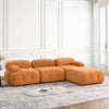 Modular L-Shaped Sofa, Orange Velvet, Tufted Design & Reversible Ottoman