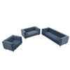 Modern 3-Piece Sofa Set with Wood Legs & Tufted Fleece Upholstery