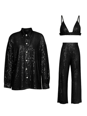 Glam Sequin Two-Piece Set: Sparkly Party Top & Pants for Women