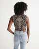 Black & Nude Lace Twist-Front Crop Tank