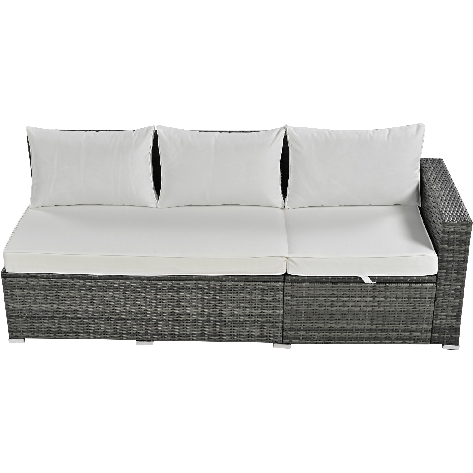 6-Piece All-Weather PE Rattan Sofa Set with Adjustable Seats & Storage