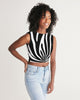 Tribal Zebra Twist-Front Crop Tank