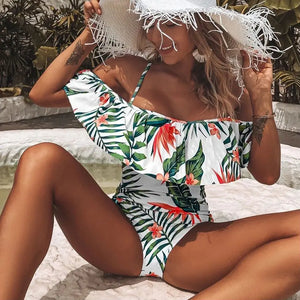 New Sexy Off-Shoulder Ruffle One-Piece Swimsuit - XL Women’s Swimwear