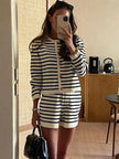 Zebra Print Knit 2-Piece Set: Stylish Cardigan & High Waist Shorts