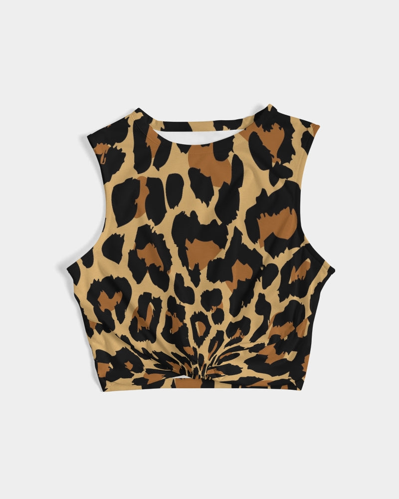 Animal Print Twist-Front Crop Tank