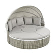 Two-Tone Rattan Outdoor Sectional Sofa Set with Retractable Canopy