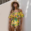 New Sexy Off-Shoulder Ruffle One-Piece Swimsuit - XL Women’s Swimwear