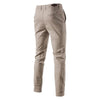 Casual Cotton Slim Fit Solid Color Men's Trousers - Spring/Autumn