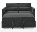 Black Loveseat Sofa Bed with Pull-Out Bed, Adjustable Back & Arm Pockets