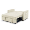 Beige Loveseat Sofa Bed with Pull-Out Bed, Adjustable Back & Arm Pockets