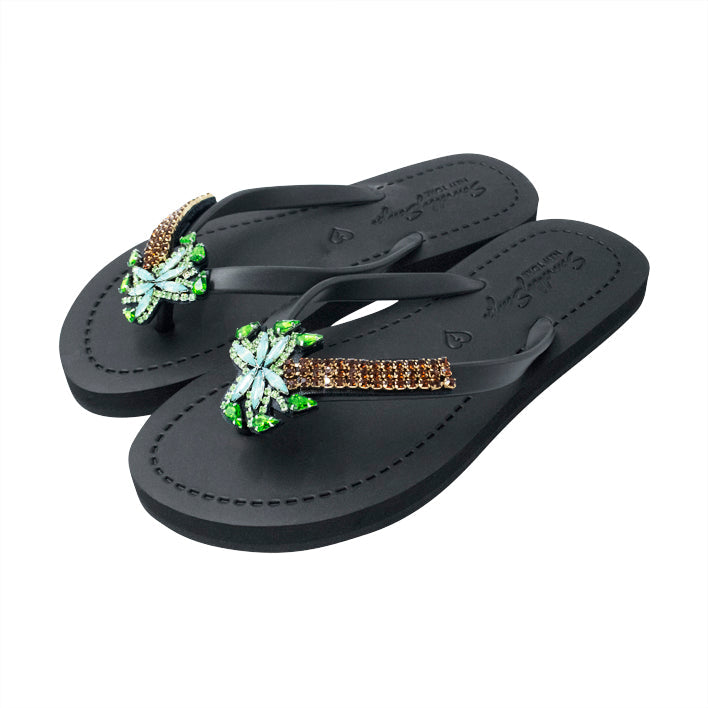 Palm Tree - Rhinestone Flat Flip Flops Sandal