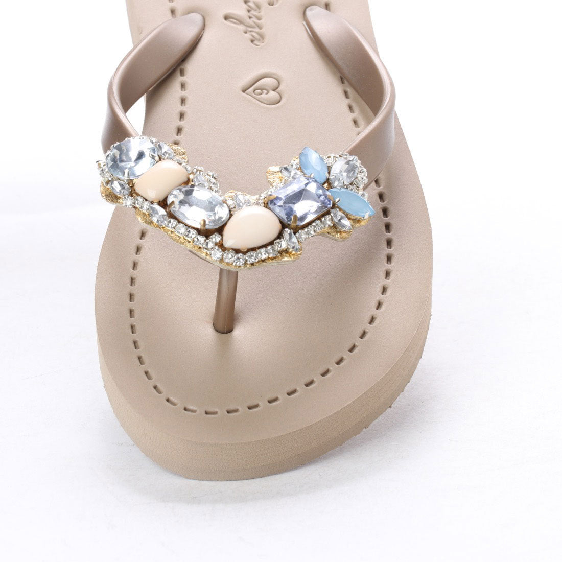 Blue York - Crystal Rhine Stone Embellished Women's Flat Flip Flops