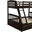 Espresso Solid Wood Twin Over Full Bunk Bed with 2 Storage Drawers