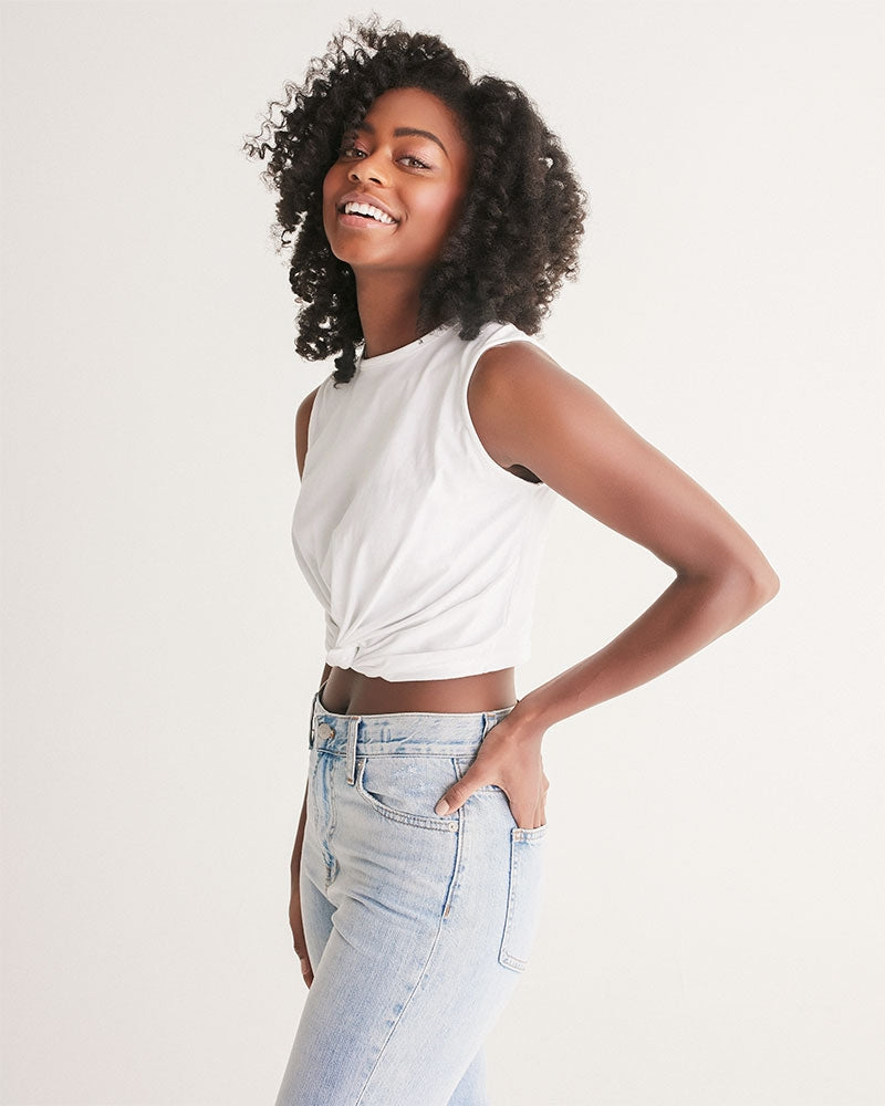 White Twist-Front Crop Tank