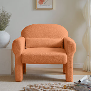 Modern Boucle Accent Chair with Lumbar Pillow