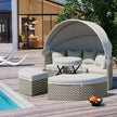 Two-Tone Rattan Outdoor Sectional Sofa Set with Retractable Canopy