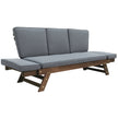 Adjustable Wooden Patio Daybed Sofa with Cushions, Brown + Gray Finish