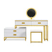 Modern Vanity Table with Movable Side Cabinet, 4 Drawers & Mirror