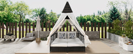 Adjustable Outdoor Daybed with Curtains & Pillows for Garden Lounging