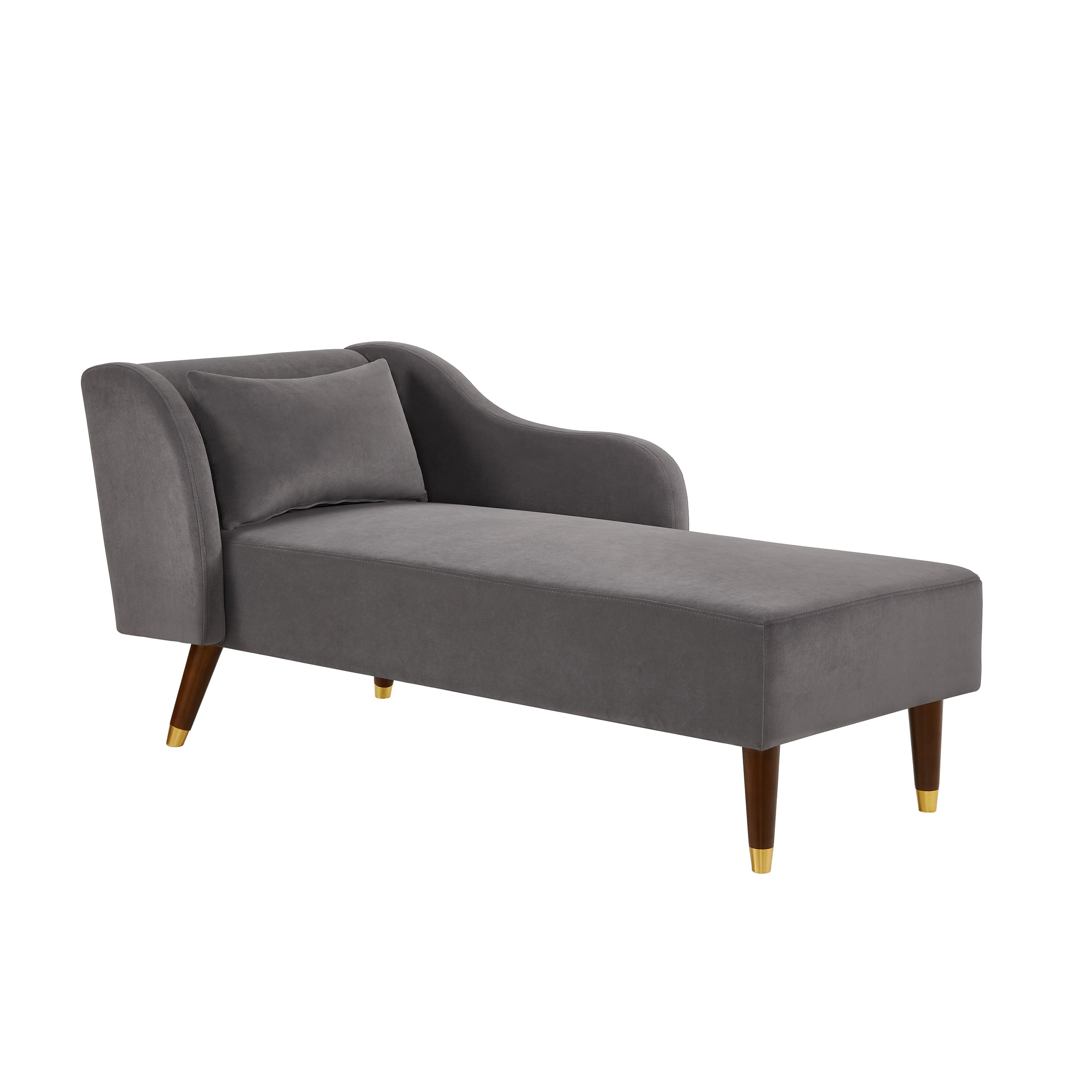 Grey Velvet Modern Chaise Lounge Chair with Plush Upholstery