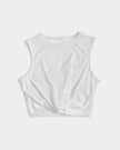 White Twist-Front Crop Tank