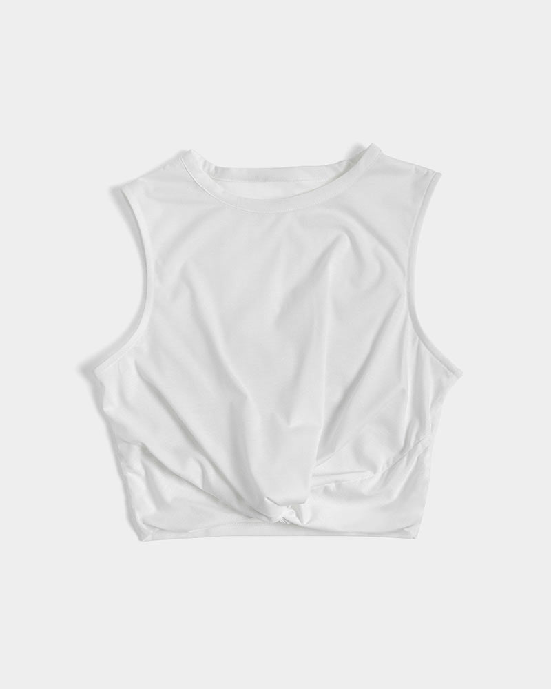 White Twist-Front Crop Tank