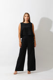 Sleeveless Tank Top & Wide Leg Pants Lounge Set - Black