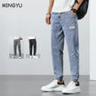Spring Summer Cotton Thin Joggers with Elastic Waist for Men