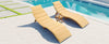 Portable Wood Chaise Lounge Set with Foldable Table, Brown - Patio/Pool/Garden