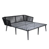 Outdoor Patio Daybed, Woven Rope Backrest, Washable Cushions, Gray