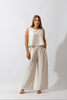 Sleeveless Tank Top & Wide Leg Pants Lounge Set - Off White