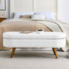 White Ottoman Storage Bench with Rubber Wood Legs (43.5