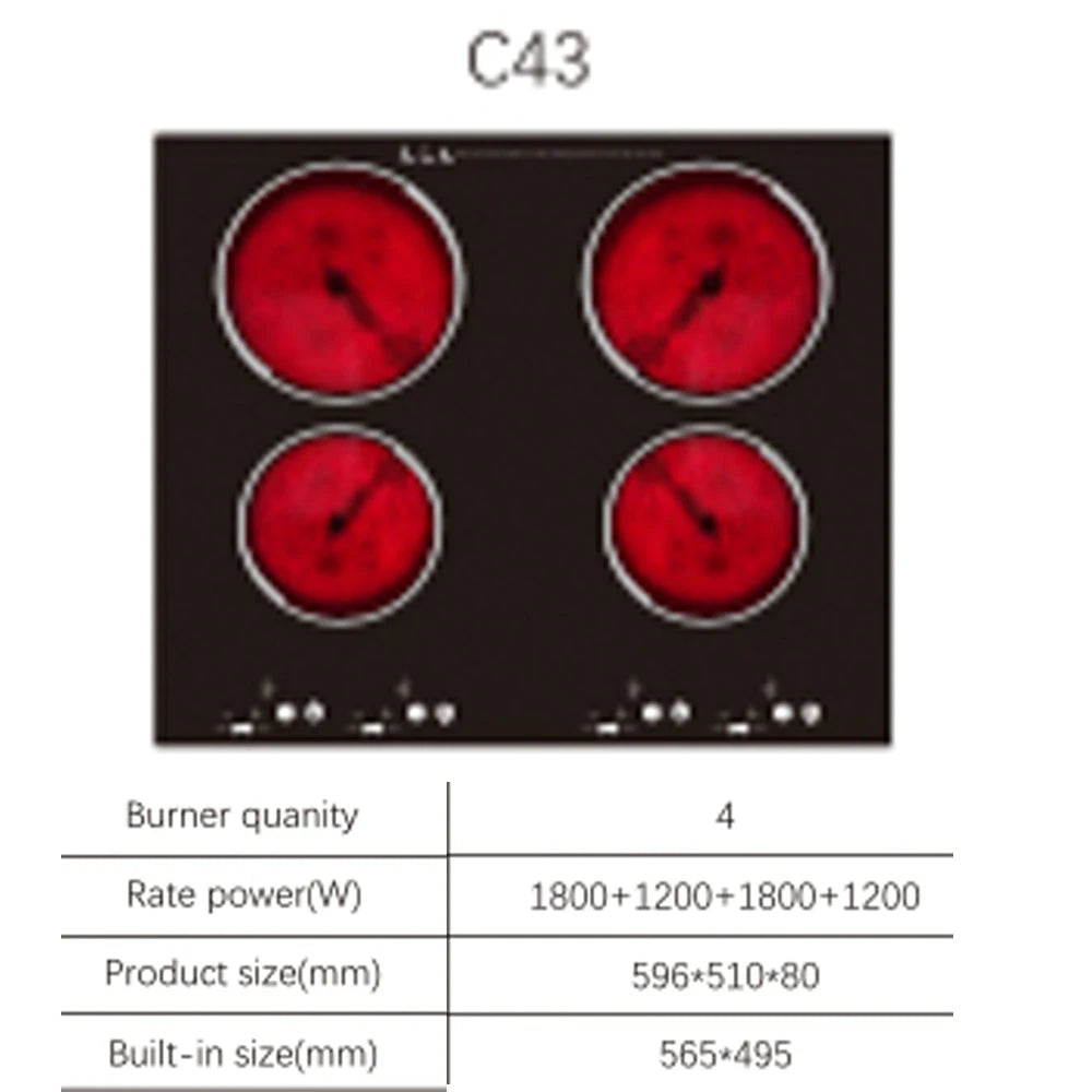 High-Power 4-Head Induction Cooktop: Sleek, Integrated, Efficient