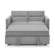 Grey Loveseat Sofa Bed with Pull-Out, Adjustable Back & Arm Pockets