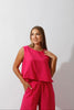 Sleeveless Tank Top & Wide Leg Pants Lounge Set - Barbie Pink