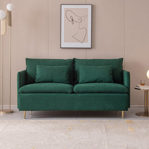 Emerald Cotton Linen Upholstered Loveseat Sofa - 63.8