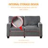 Living Room Sofa Loveseat With Storage Dark Grey Corduroy