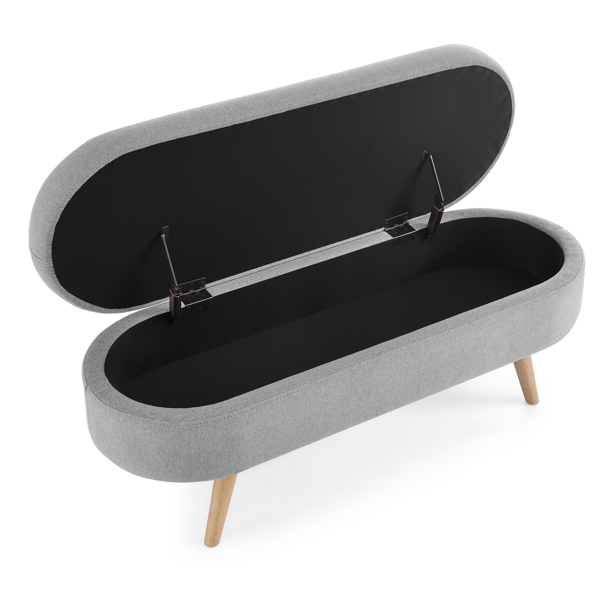 Grey Ottoman Oval Storage Bench, 43.5