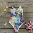 Maillot de bain une pièce fleuri avec monokini à volants