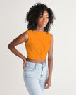 Tangy-Orange Twist-Front Crop Tank